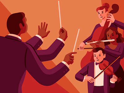 Project Management Styles blog conductor editorial illustration music orchestra vector