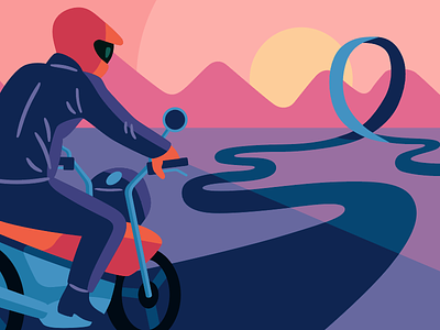 How to Stay the Course blog editorial illustration motorcycle obstacle course risk road transportation vector