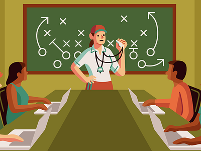 VP of Engineering blog business coach editorial illustration meeting sports team vector