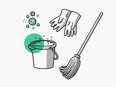 When not to DIY blog bucket cleaning editorial gloves illustration mop suds vector
