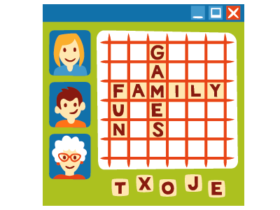 Online Scrabble family game illustration internet scrabble vector
