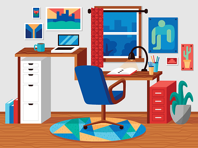 Dream Home Office dream room furniture home illustration interior design office vector workspace