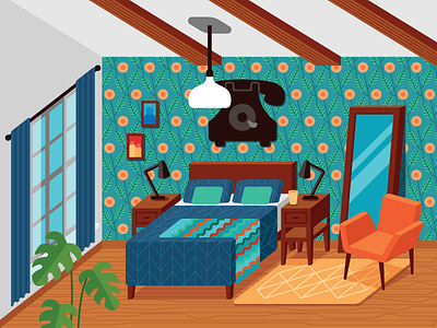 Dream Bedroom bedroom decor dream room home illustration interior design vector