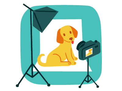 Puppy Photo Shoot! camera dog illustration puppy spot vector