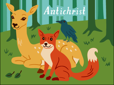 Antichrist animals crow deer film forest fox illustration vector