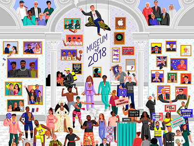 Museum of 2018 2018 current events editorial illustration vector