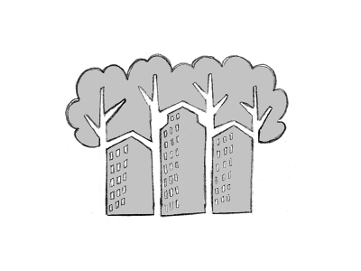 Green City buildings city design logo pencil sketch trees