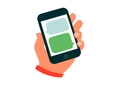 Texting hand illustration iphone phone spot technology vector