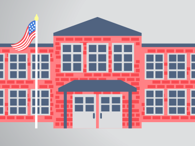 School bricks building flag illustration school vector