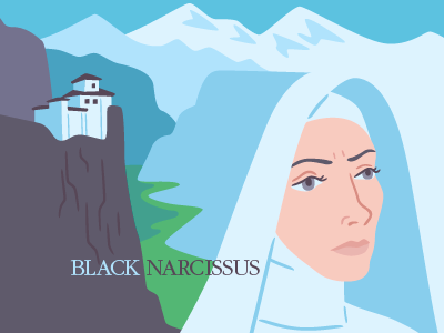 Black Narcissus illustration vector film nun mountains landscape