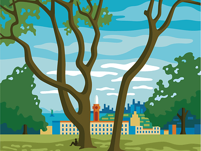Sunset Park Trees brooklyn illustration landscape park trees vector