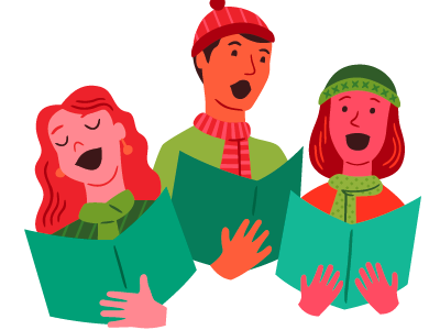 Carolers christmas illustration singing vector winter