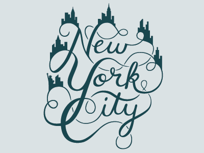 New York City Scripted buildings design hand lettered lettering new york city script vector