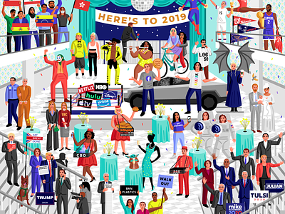 Here's to 2019 2019 current events editorial illustration news vector