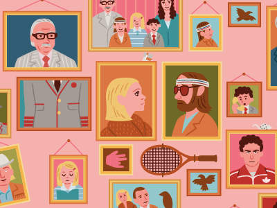 The Royal Tenenbaums criterion family film illustration picture frames vector wes anderson