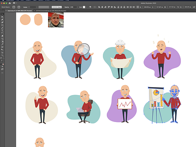 Bighead-in-progress character design flatdesign illustrator work in progress