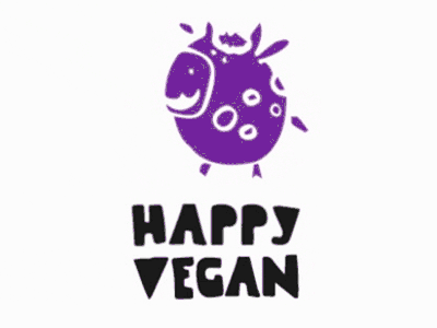 Funny vegan cow animation cow cute logo vegan violet