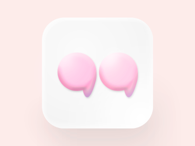 Quotes. Icon app. Two pink drops drops icon logo pink quotes shine sign simple