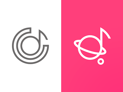 Cosmic note. Music space logo for vocal studio cosmic line logo minimal note planet round space vocal