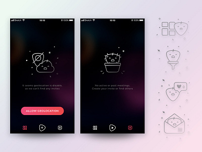 Cute UI elements for dating app app cute design icon icons illustration line minimal sad simple ui ux vector
