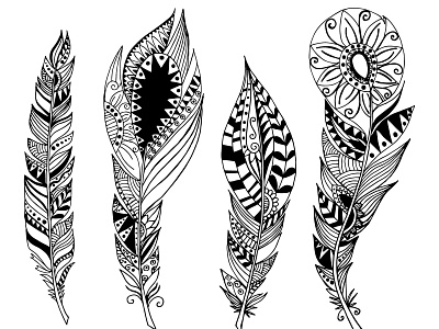 Mandala Feather collection design feather handdrawn mandala vector