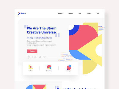 Geometric shape landing page exploration clean clean app design geometric graphic design header hero homepage landing page ui web website