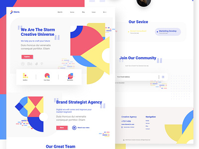 Geometric shape landing page exploration storm. branding clean design flat flatdesign graphic graphic design hero hero image heroes homepage illustration design landing page ui ui design uiuxdesign webdesign website wordpress