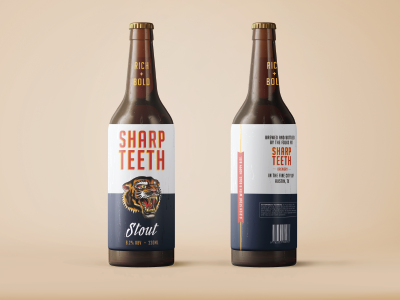 Sharp Teeth Stout concept american traditional beer design illustration labels sharp teeth stout teeth tiger typography