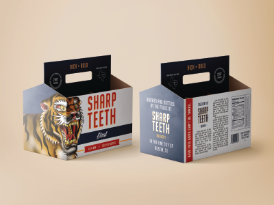 Sharp Teeth 6-Pack american traditional beer design illustration packaging sharp teeth six pack stout tiger typography