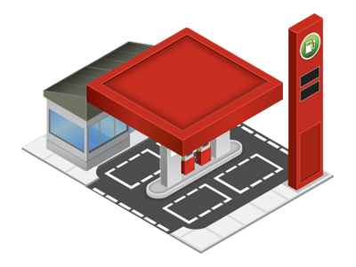 Petrol Station fubra world illustrator isometric petrol station vector