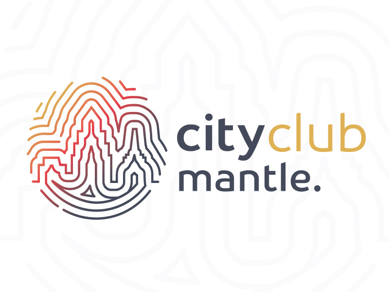 Mantle City Club Logo thumbprint gradient monoline tech logo