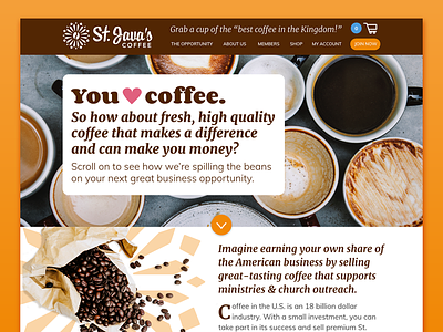 St. Java's Website church outreach coffee desktop web design web preview website