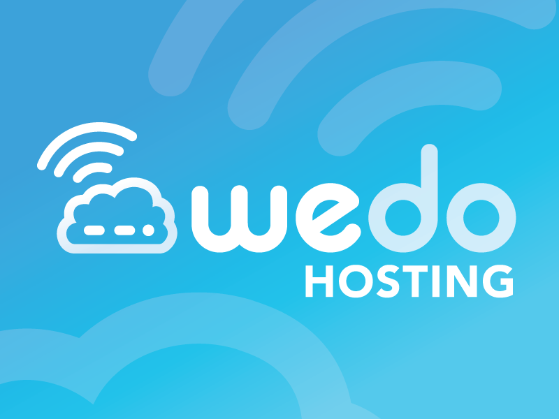 wedo hosting rounded type technology blue monoline cloud hosting tech logo
