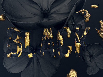 Flowers 3d black c4d flowers gold