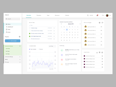 Taskio - task manager - overview admin adobexd collaboration control dashboard flow landing page material modern task management task system tools website