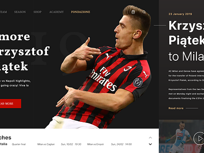 AC Milan Site by Grzegorz Pietrzak on Dribbble