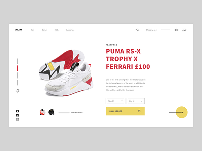 Sneaky Sneakers adobe xd app design concept e commerce header landing landing page minimalistic modern ui userinterface ux web design website