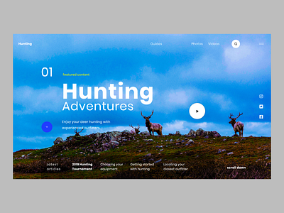 Hunting Dribbble adobexd concept header hunting landing page minimalistic modern ui userinterface ux web design website