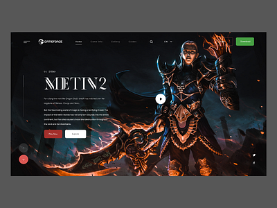 Metin 2 Redesign adobexd concept game design games header landing page metin2 mmo modern ui userinterface ux web design website