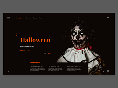 Halloween Exploration adobexd clowns concept halloween header landing page modern scary ui userinterface ux website