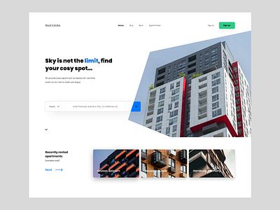 Real Estate adobexd concept landing page minimalistic modern ui userinterface ux web design website