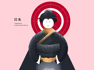 Japanese woman traditional dress illustration