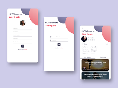 Your Quote app daily design login logout mobile quote signin signup ui ux uxdesign welcome xd