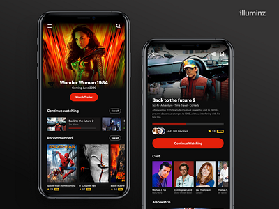 Online Movies Streaming Platform cards concept dailyui dark mode dark ui hbo ios layout minimalist movies netflix player product design service streaming streaming app ui ux ui design uiux video