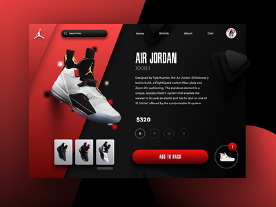 Jordan 33 3d abstact add to cart black design detail ecommerce jordans minimalist myntra nike nike air nike air max red selections sketch sneakers ui uiux website