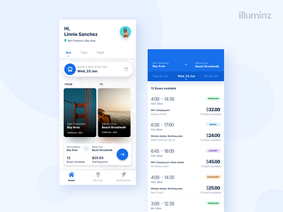 Ticket Booking App app design apple book booking button icon ios listing minimalist product search simplicity ticket booking tickets travel trips uber ui ux white