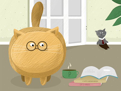Wise Cat P book cati illustrator coffee color design draw graphic handdraw home illustration toys web