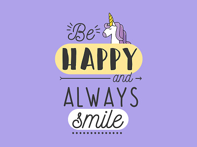 Be Happy and Always Smile bag boldoutline branding canvas character characterdesign happy icon illustration smile unicorn vector