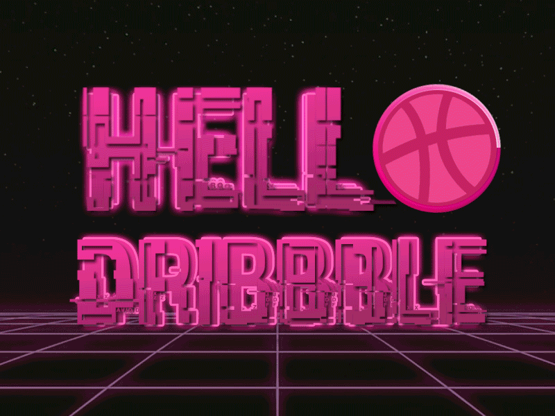 Hello Dribbble 80s abstract animation art creative dark design gif retro trippy typography