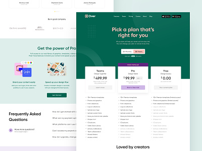 Pricing Page for Over Web billing design pricing product design ui user flow ux webflow